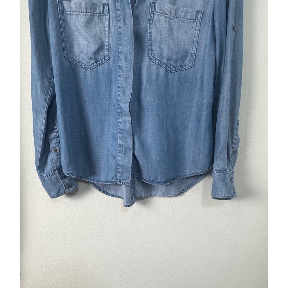 Anthro Cloth & Stone Chambray Blue Button Down Shirt Light Wash Western Rodeo M - Picture 4 of 10